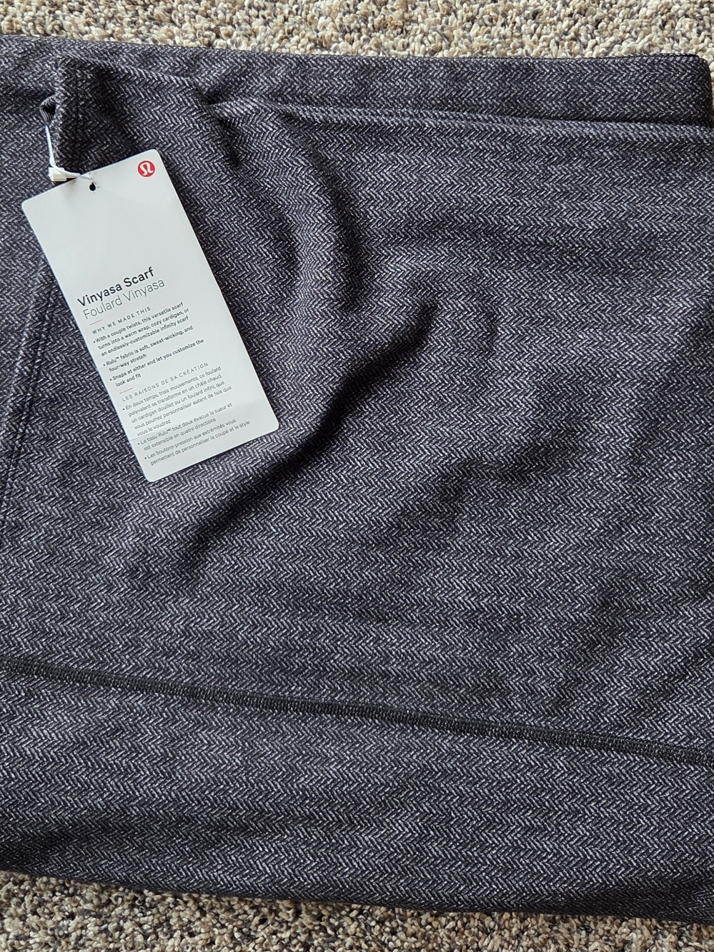 lululemon athletica Vinyasa Scarf in Charcoal Herringbone